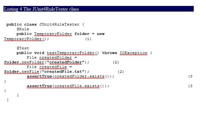 Listing 4. The JUnit4RuleTester class